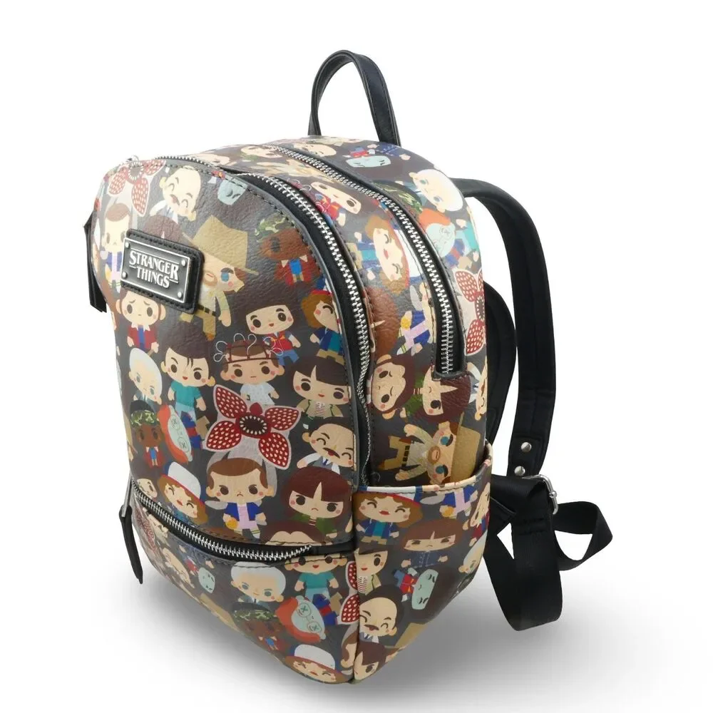 Loungefly Stranger Things Characters Chibi All Over Print Mini Backpack Excellen